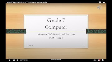 Class 7  Solution of Ch-3 (Formulas and Functions) Kips IT App !aman sir ! amanT4 !