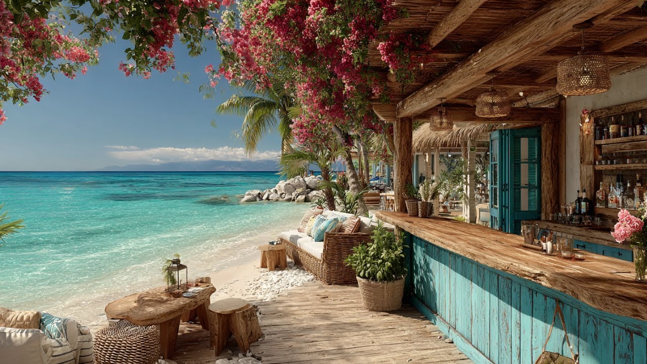 Coastal Beach Bar Morning 🍃🌊 Gentle Waves & Birds for Stress Relief, Reading, Quiet Sleep