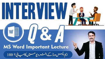 Mastering MS Word : Job Interview Questions & Answers in Urdu Hindi | MS Word Important Lecture