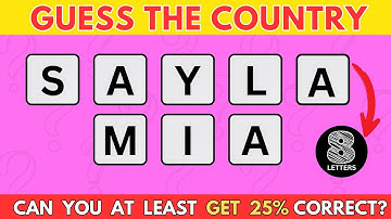 Can You Guess the Country by its Scrambled Name| Country Quiz Game| 8 Letter Country Names