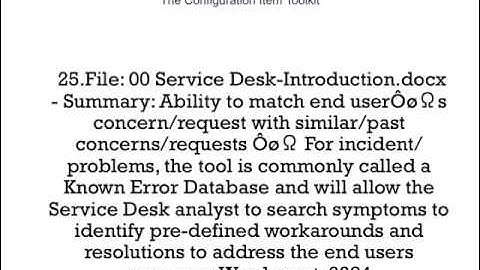 The Configuration Item Toolkit