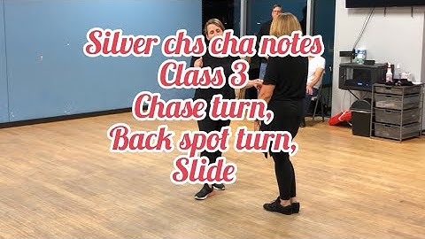 Silver American rhythm Cha Cha - chase, backspot turn with slide class 3