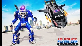 Flying Police Car Transform Robot Games: Missions 1 to 8 Completed - Android GamePlay 3D screenshot 4