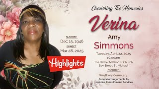 Verina Amy Simmons Funeral Highlights.