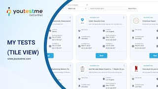 YouTestMe GetCertified 12 - My Tests Tile View