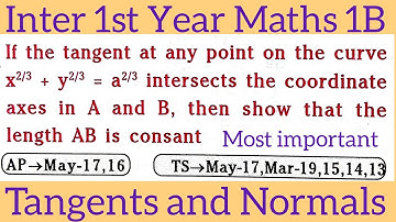 show that length AB is constant in tangents and Normals  telugu@maths naresh eclass