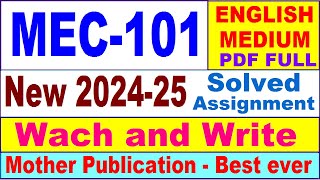 MEC 101 solved assignment 2024-25 in English || mec 101 solved assignment 2025 || mec101 2024-25