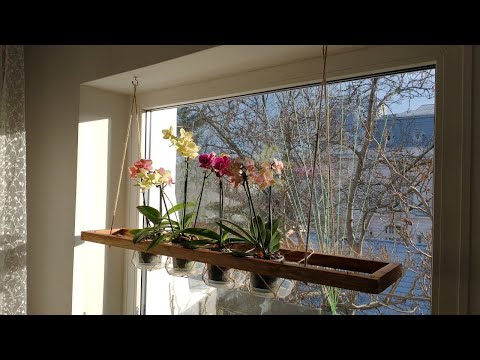 Suport flori din lemn suspendat la geam - Window hanging plants holder