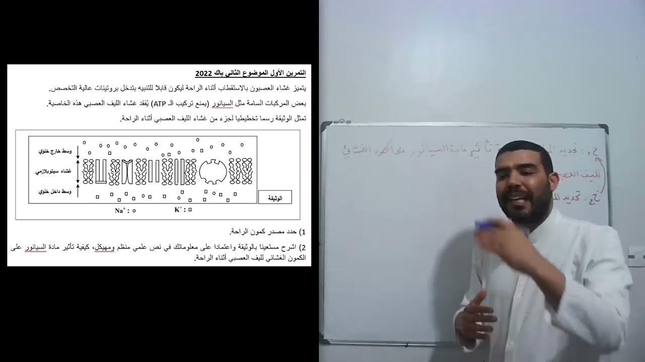 حل التمرين الأول الموضوع الثاني باك 2022 في وحدة دور البروتينات في الاتصال العصبي