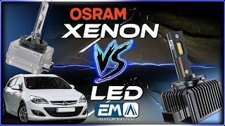 Porównanie żarówek D1S | OSRAM Xenon vs. LED D-Line | Opel Astra J (4K 2160p)