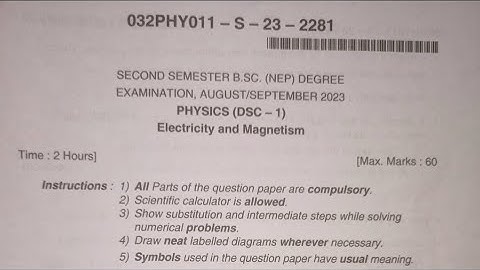 Physics Bsc 2nd Semester NEP Degree Question Paper Year 2023 Karnataka of Dharwad University