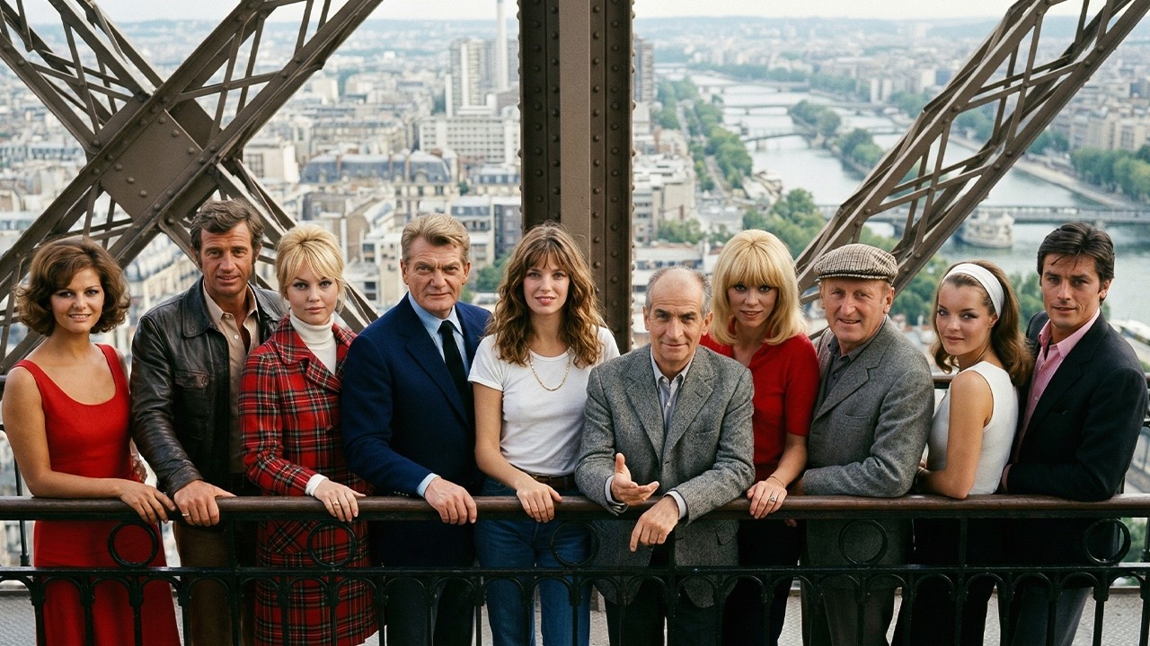 LES LÉGENDES DU CINÉMA FRANÇAIS À TRAVERS TROIS ÉPOQUES – HOMMAGE DEPUIS LA TOUR EIFFEL 🕊️🤍
