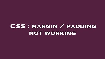 CSS : margin / padding not working