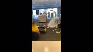 Fat guy tries to jump over table
