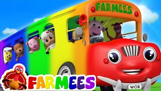 Wheels On The Bus, Finger Family + More Animal Cartoon Songs & Baby Rhymes | Farmees