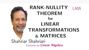 LA55 Rank-Nullity Theorem for Linear Transformations and Matrices