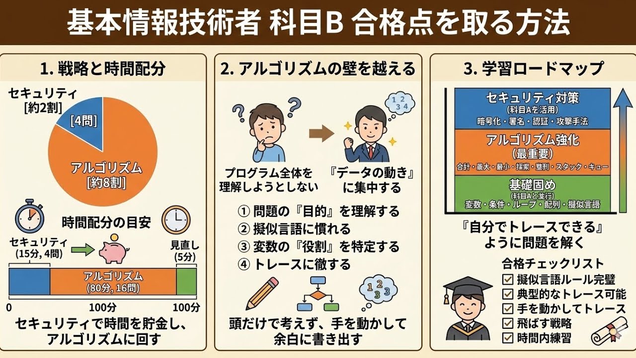 【見るだけ】科目Bで合格点を取る方法【基本情報技術者試験】