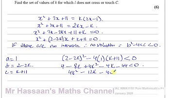 WMA11/01 Pure Mathematics P1 (IAL) Jan 2020 Q8 Equations & Inequalities, Quadratics