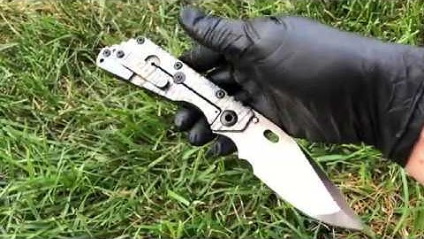 Mick Strider Custom SMF Titanium Flamed Satin Hand Ground Textured Flats Blade Show 2018