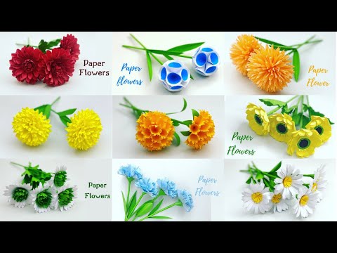 9 Simple and Beautiful Paper Flowers - Paper Craft - DIY Flowers - Home Decor