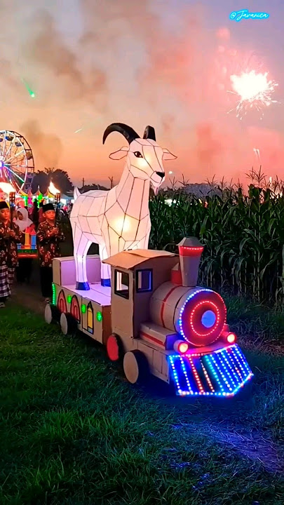 miniatur kereta api membawa replika kambing | Festival Takbir Keliling 2025 #takbiran #lebaran