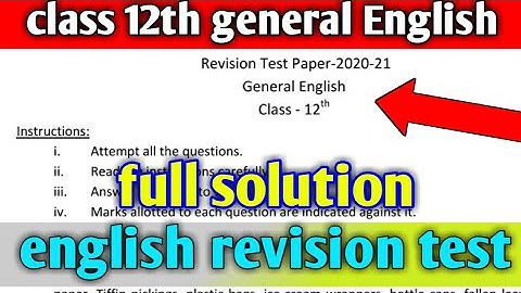 12th English revision test full solution/class 12th general English solution revision test 2020