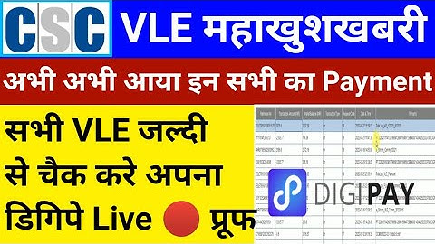 CSC VLE महाखुशखबरी | अभी अभी आ गया इन सभी का पैसा | Digipay Check करे | csc good news | csc payment