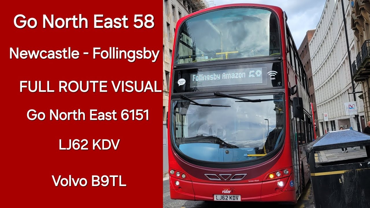 FULL ROUTE VISUAL: Go North East East Gateshead Rider 58 - Newcastle ...