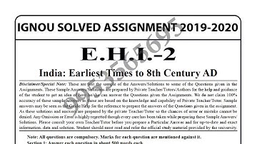 EHI-2 Solved Assignment 2019-20