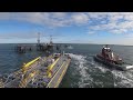 Docking at an oil platform in long island sound