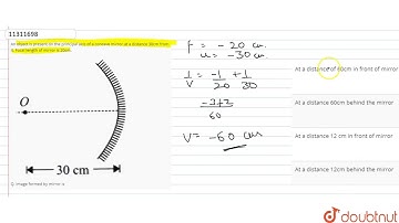 An object is present on the principal axis of a concave mirror at a distance 30cm from it. Focal...