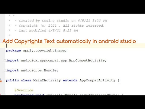 How to Add Copyright Profile to Android Studio ||Java file header template
