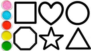 Shapes Drawing With Colors Name, 2D Shapes With Toddlers, Shapes Name, Octagon, Heart, Square