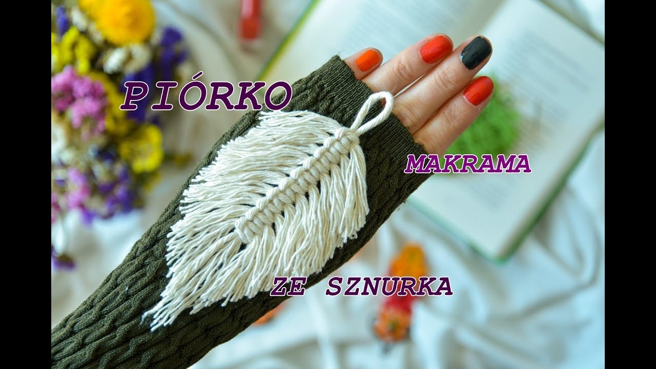 Jak zrobić piórko ze sznurka ? Kolczyki makrama - Githagoart - YouTube