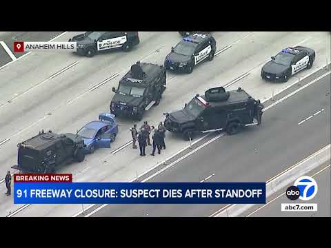 Suspect dead after standoff shuts down both sides of 91 Freeway in ...