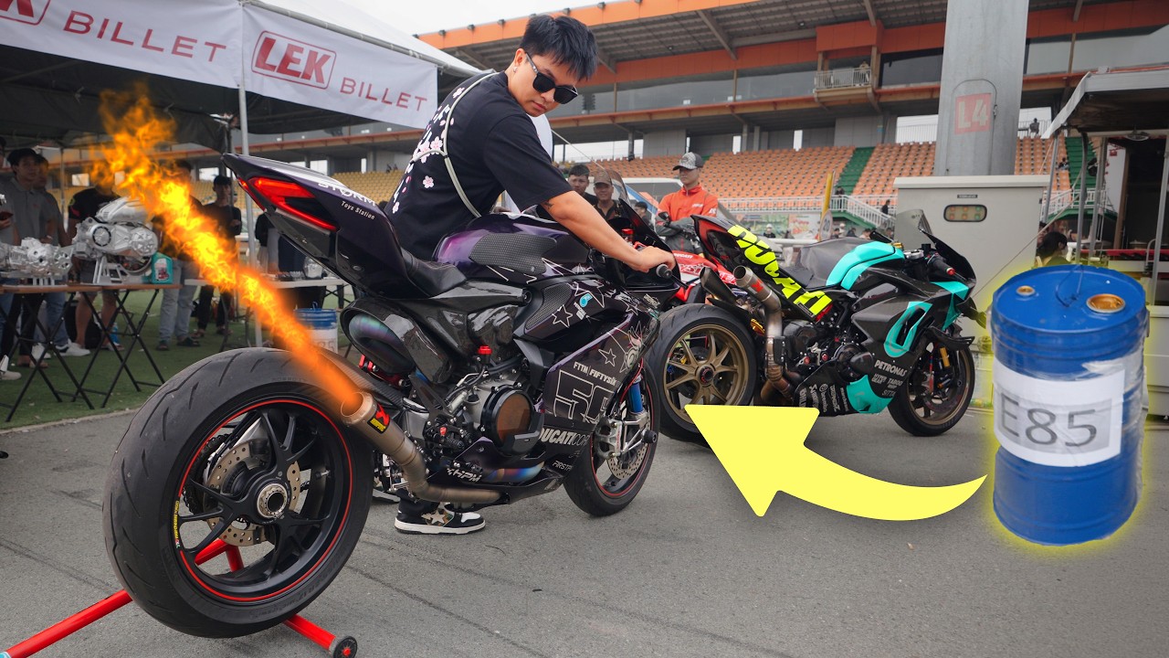 thử thách đổ xăng E85 và Nitro vào Ducati 959 Panigale nẹt Redline sẽ ra sao ?