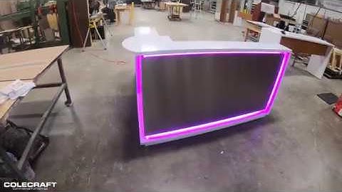 Reception desk with user controlled RGB LED Lights.