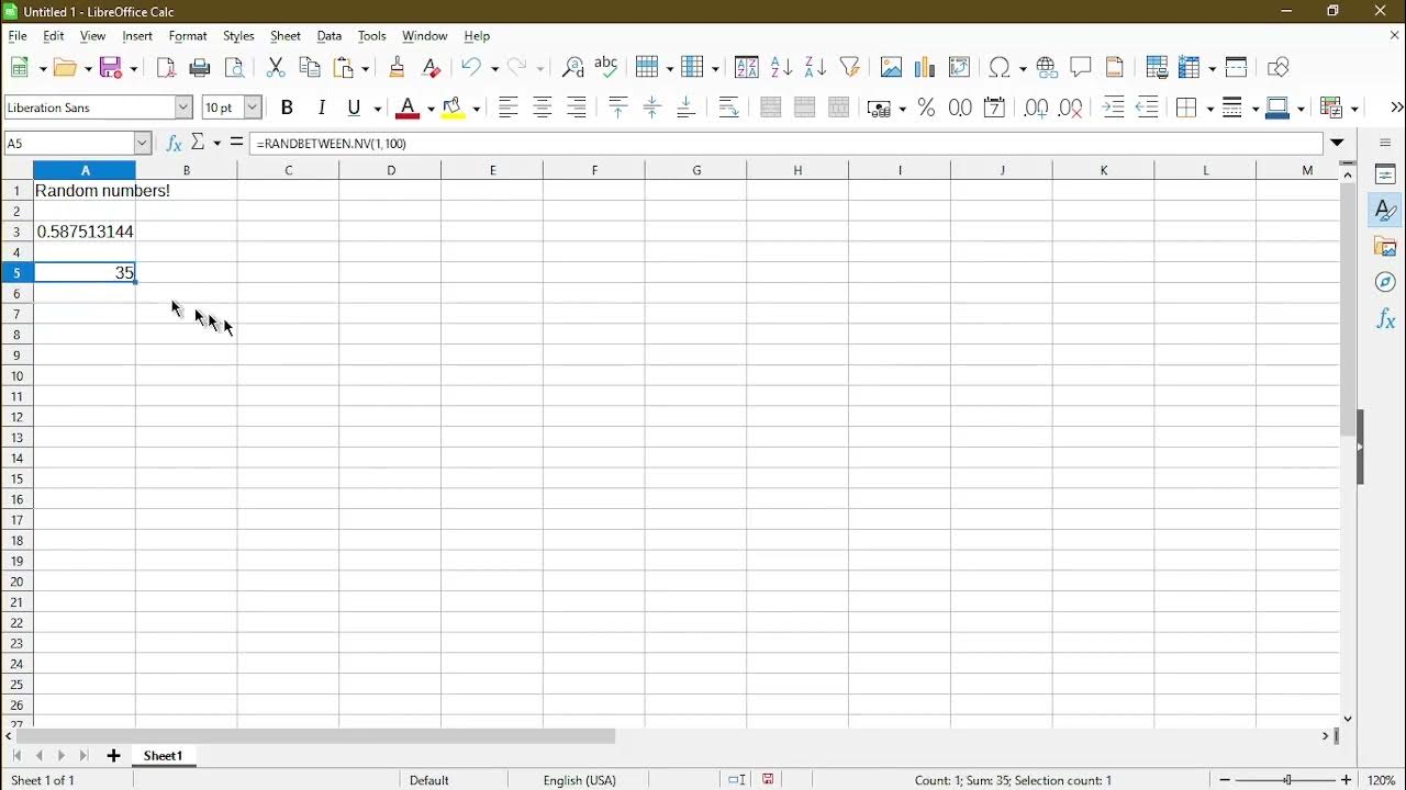 How to generate random numbers in libreoffice calc youtube