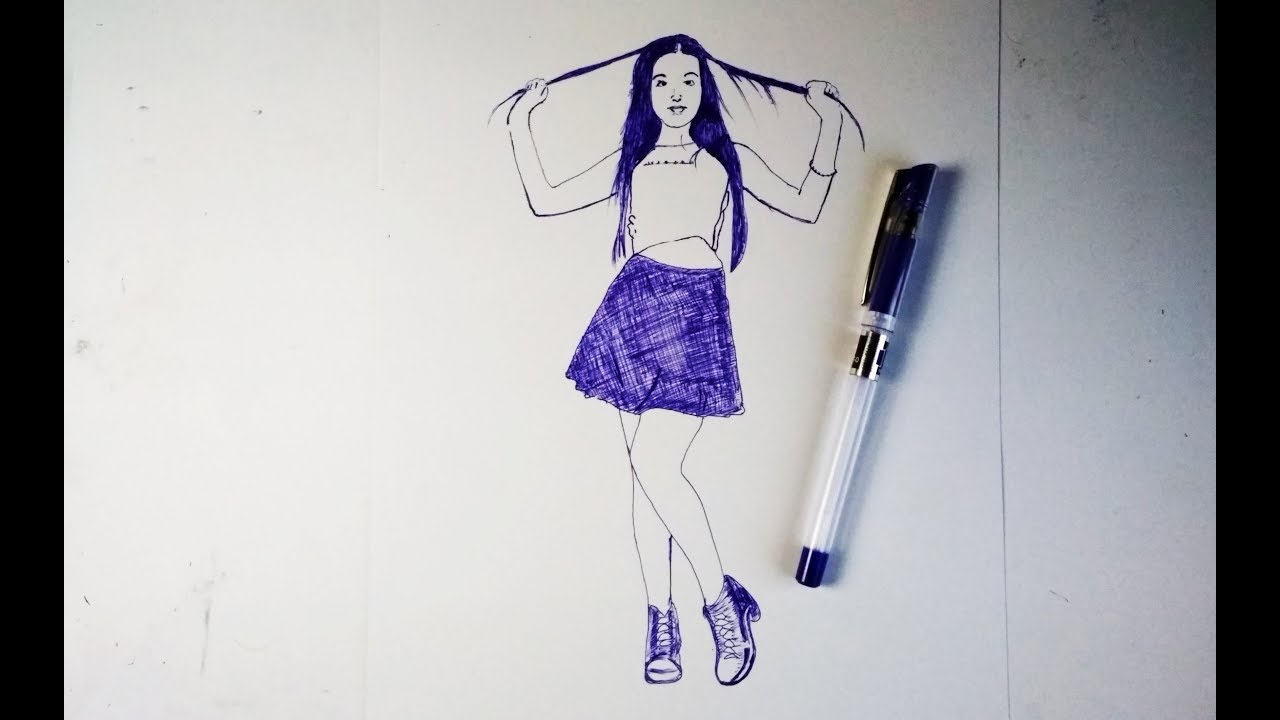 How to Draw a Girl  Ballpoint Pen Drawing  Art Video  YouTube