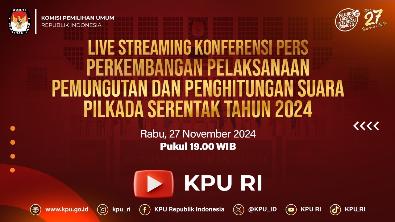 Konferensi Pers Perkembangan Pelaksanaan Pemungutan dan Penghitungan Suara Pilkada Serentak 2024