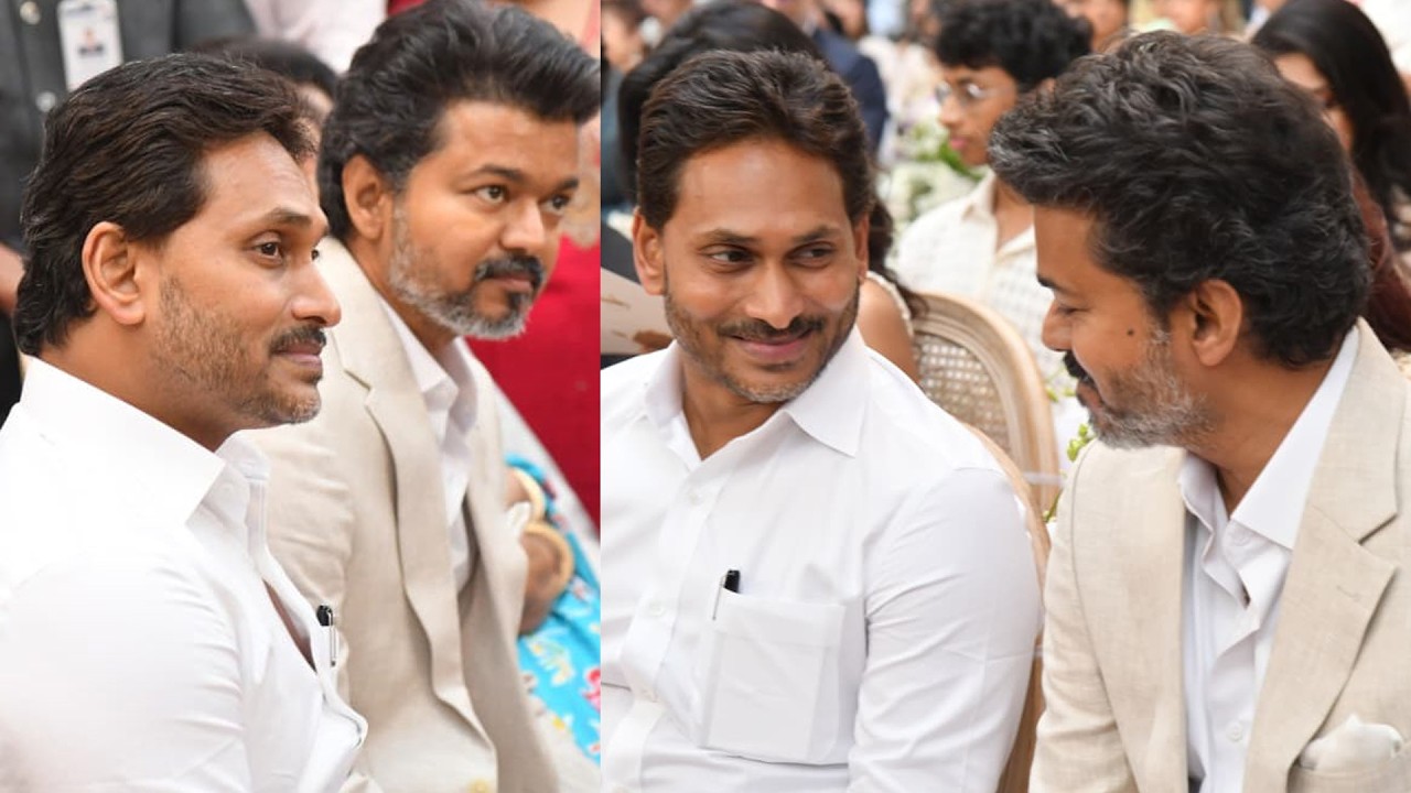 EX CM Jagan & Thalapathy Vijay Conversation at the wedding of YS Sunil ...