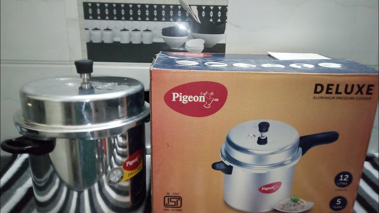 Pigeon Pressure Cooker - 12 Quart - Deluxe Aluminum Outer Lid Stovetop -  Cook delicious food in less time: soups, rice, legumes, and more - 12  Liters 