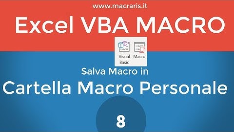 #8 Salva Cartella Macro Personale Excel VBA Macro - Macraris