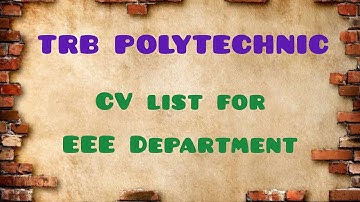 TRB POLYTECHNIC - CV List Update on 27.06.2022 - EEE Department ..