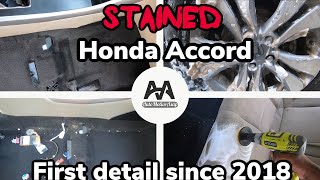 deep cleaning a stained DIRTY Honda Accord 2 year Disaster detailing transformation