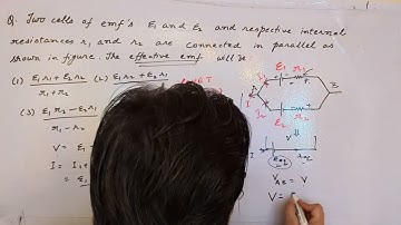 Two cells of emfs e1 and e2 and respective internal resistances r1 and r2 are connected in parallel.
