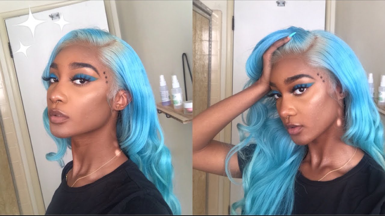 1. Ombre Sky Blue Hair Extensions - wide 1
