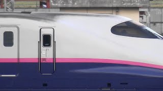 E2系1000番台J57編成　新潟新幹線車両センター　着発収容線～仕業・交番検査線へ入線　60fps動画　2021.11.21