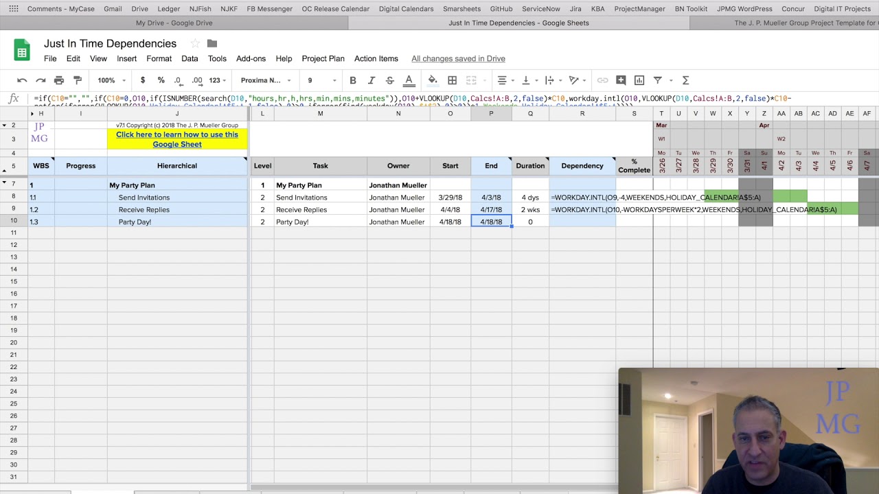 10-Just In Time Dependencies (JPMG Project Plan Template for Google Sheets)