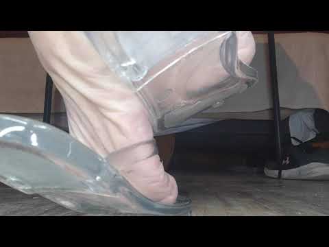 GIANTESS WITH TRANSPARENT FLIP FLOP  SHOE PLAY . ASMR